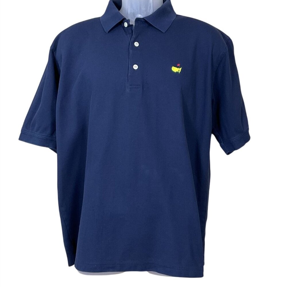 Masters Collection Augusta Navy Short Sleeve Mercerized Cotton Golf Polo LG